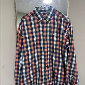 Southern Tide Orange and Blue Checkered Shirt